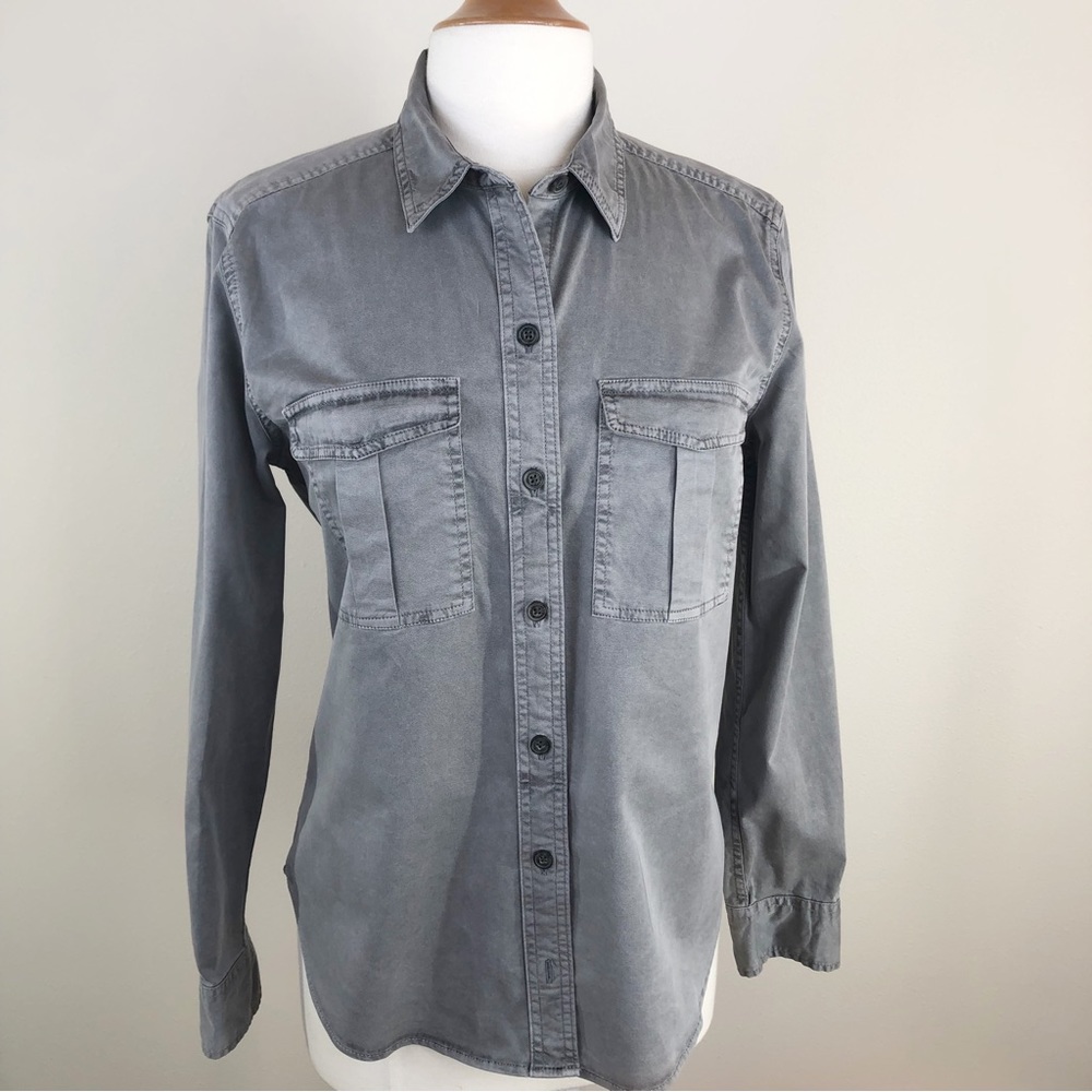 Abercrombie & Fitch Size M Green-Gray Utility Military Style Button Down…